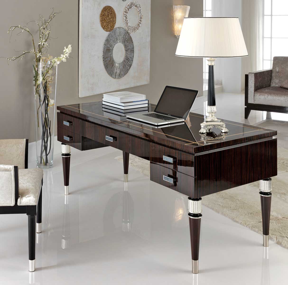 TM-7001 Makassar Ebony Desk – David Michael Furniture