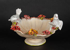 CEC-660-R Terracotta Bowl with Doves and Roses